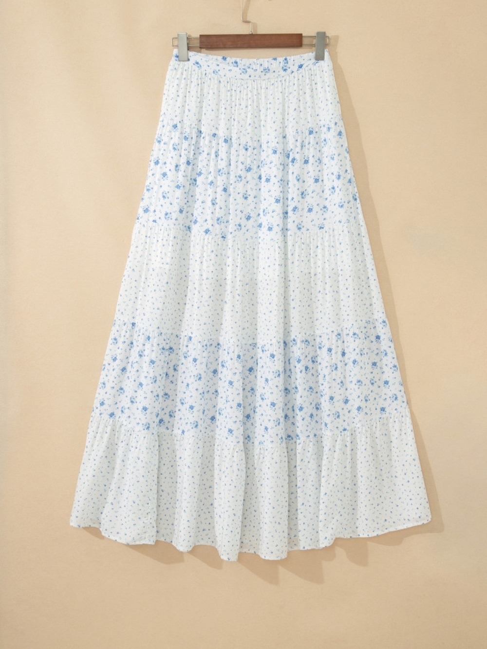 Light Blue Floral Maxi Skirt